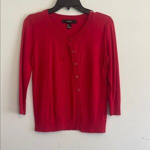 Jones New York Red Cardigan Sweater 3/4 Sleeves
